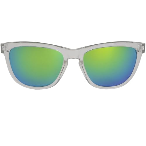 Image of Epoch Eyewear LXE Polarized Sunglasses 2 Pair Clear Frame with Green Mirror Lens & Grey Frame with Purple Mirror Lens