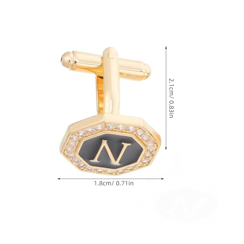 Mancuernillas para hombre con diseño de letras y piedras miniatura 2