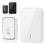 ワイヤレスチャイム 玄関 インターホン チャイム 増設可能 受信機2台 送信機2台 電池式 呼び出しベル 工事不要 配線不要 長距離 介護 防水 おしゃれ シンプル 音量調整 呼び鈴 防犯 (ホワイト 送信機1受信機1)