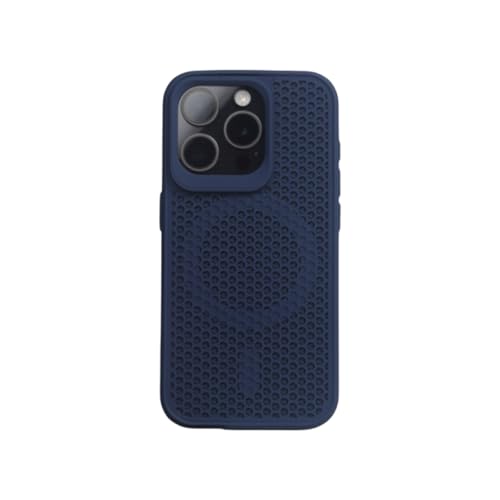 Coque iPhone 17 rigide givrée bleu foncé compatible chargement sans fil