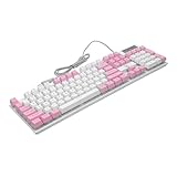 Frcolor ゲーミングキーボード キー フル 有線 ピンクカラー バックライト 多彩照明 夜間操作対応 電子キーボード ゲームアクセサリー