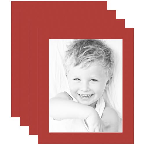 11x14 Deep Red/Deep Red Custom Mat for Picture Frame with 7x10 Opening Size (Mat Only, Frame NOT Included) - 4 Pack