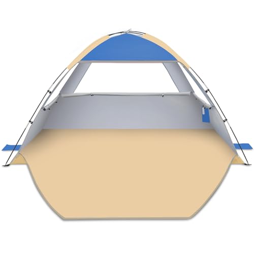 Gorich Beach Tent Sun Shelter for 3/4/6/8/10 Person with UPF 50＋ UV Protection, Lightweight & Easy Setup Beach Shade Canopy, Portable Beach Shade Tent Beach Cabana