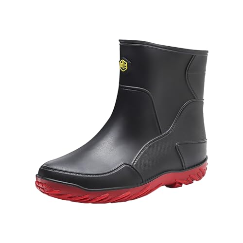 Zapatos casuales de lluvia para hombre cortos en botas de agua tobillo al aire libre moda hombres zapatos casuales zapatos de hombre rojo, rojo, 39 EU