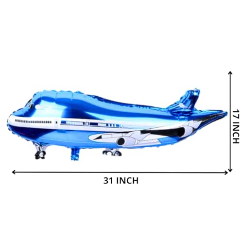 Image of Airplane Foil Balloon (17X21 Inch, 1pcs) | Airplane Blue Foil Balloon For Vehicles /Transportation Children Birthday Party Decoration