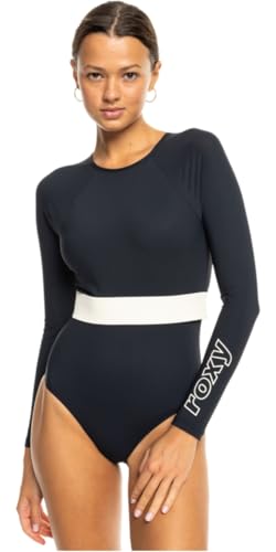 Roxy Traje de surf activo de una pieza para mujer - Antracita - Manga larga - Tipo: Mono de manga larga con cremallera trasera - Ajuste: