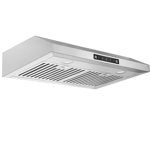 EVERKITCH Range Hood 30 Inch Under Cabinet with 600CFM, Gesture Sensing & Touch Control Kitchen Vent Hood of Ductless/Ducted Vent with Stainless Steel Filters