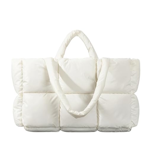Puffer Tote Bag Large Trendy Checkered Puffy Quilted Tote Bag for Women Quilted Bubble Shoulder Bags Lightweight Puffer Purse