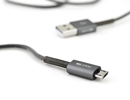 Mos Spring Micro Usb Cable, Not For Iphone, Aluminum Heads With Spring Relief, Deep Grey, 6 Ft #TOP3