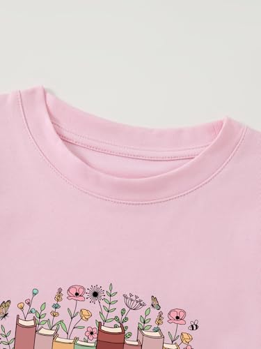 Girl's Books Wildflowers Print Short Sleeve Cotton T-Shirt4