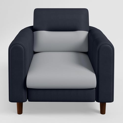 Image of GODREJ INTERIO Sofa Smuff V2 1 Seater Fabric Sofa for Living Room, 3-Years Warranty, Solid Wood, Blue and Grey