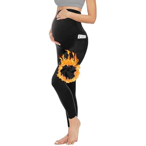 BIOECEUA Maternity Thermal Leggings with Pockets Cover
