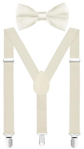 Image of Boys' Men's Suspenders and Bow Tie Set Elastic Adjustable
