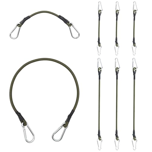 8 Pezzi Corda Elastica con Gancio, 30cm 60cm Corde Elastiche con Gancio, Robuste Cinghie Elastiche con Moschettone, Tenditore Elastico per Campeggio, Bagagli