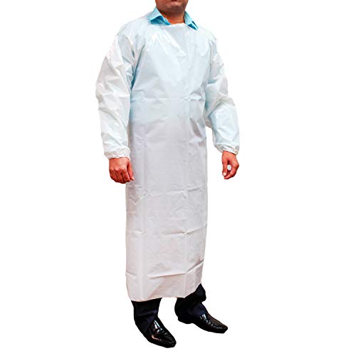 Safe Handler Peva Apron, Polyethylene Vinyl Acetate | Open Back For Easy Removal, Waterproof And Disposable, White, Blsh-Ms-Peva-Ap1W #TOP1