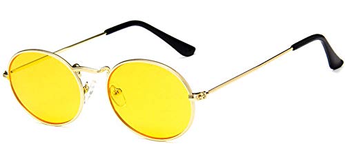 WQZYY&ASDCD Sunglasses Women Men Retro Oval Men Women Vintage Candy Color Sun Glasses Female Oculos Uv400-Gold_Yellow