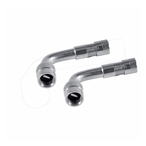 90 Degree Motorcycle Angle Bent Valve Adapter Tyre Tube Copper Silver Valve Extension Adapter Compatible with Truck Car Moto Bike Accessorie(2pcs Silver-90)