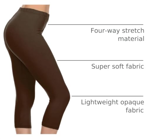 Image of Leggings Depot Women's High Waist Leggings Soft 1 inch Waistband Solid Pants - Regular, Plus, 1X3X, 3X5X