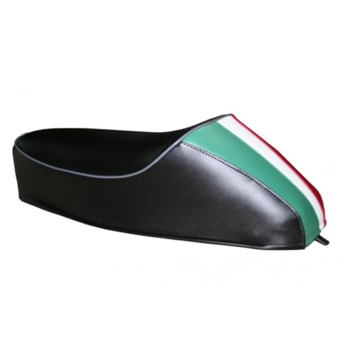 SELLA PER PIAGGIO VESPA VESPA 50 SPECIAL VESPA 50 R L N CON GOBBA monoposto NERA TRICOLORE CON TELAIO A MOLLA IN FERRO