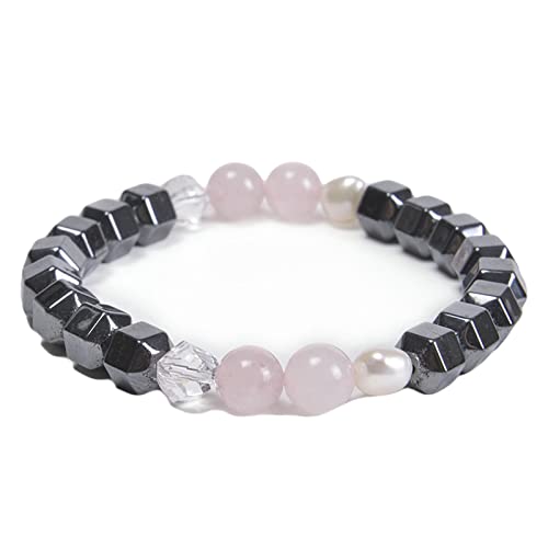 Perles hématite carrée 8 mm et agate sur bracelet élastique homme pour look quotidien