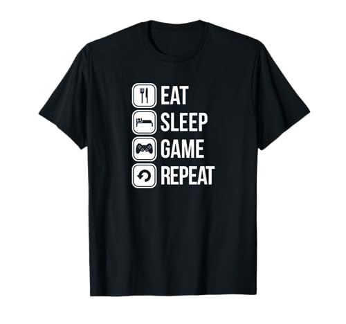 Eat Sleep Game Repeat Gaming Gamer New T-Shirt Tee Top Shirt T-Shirt