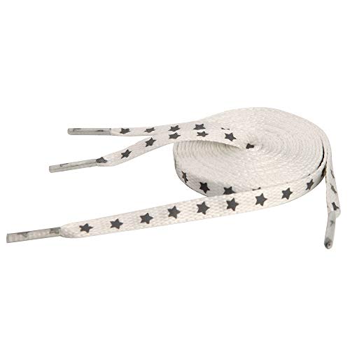 5Chaos Reflective Star Shoelaces, Jogging Running Night Club Party Dancing Shoe Laces for Women Kids Girls Men, Shoestring with Aglets 1Pair (47' (120CM), White)