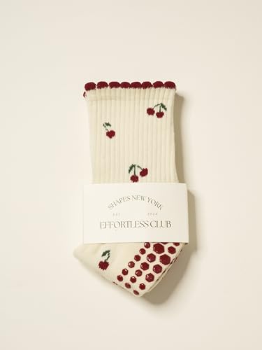 Image of Shapes Studio Half Calf Grip Socks, Cute Fruit Pilates Socks, Ruffle Socks, Non-Slip for Barre Yoga