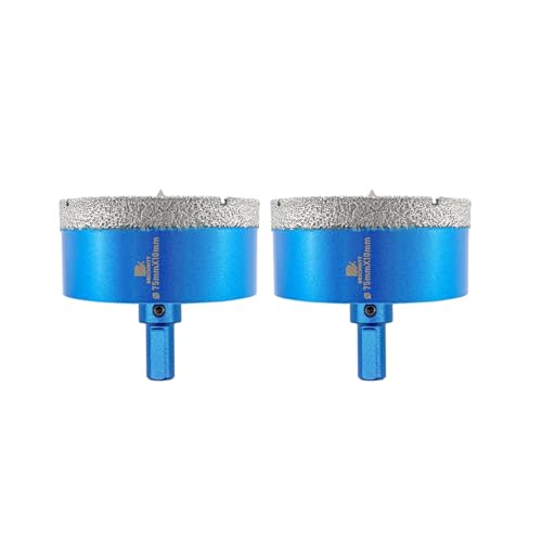 Dry Diamond Core Drill Bit with Pilot Bit - 3" Diamond Tile Hole Saw with Triangle Shank for Porcelain Tile Ceramic Stone Granite Marble(2pcs)