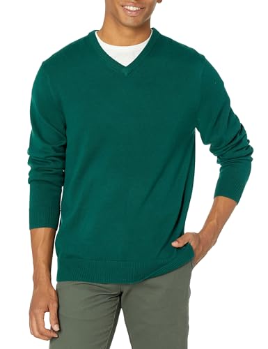 Amazon Essentials Mens V-Neck Pullover Jumper (Available in Big & Tall) Dark Green S