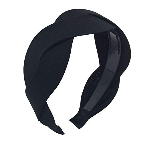Braided Headbands for Women Girls,Weaving Shape Headbands Wide Twisted Knotted Headband Vintage Twisted Knotted Hairband Cross Headband Bezel Turban Hair Hoop Headwear,Black