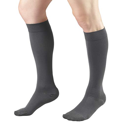 Image of Truform 20-30 mmHg Compression Stockings for Men and Women, Knee High Length, Closed Toe, Gray, X-Large (8865GR-XL)