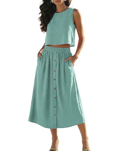 Kikibell 2 Piece Skirt Sets for Women Flowy Midi Skirts