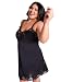 Ilusion 1112 - Women's Plus Size Lace Inset Satin Full Slip - Black, Size 42