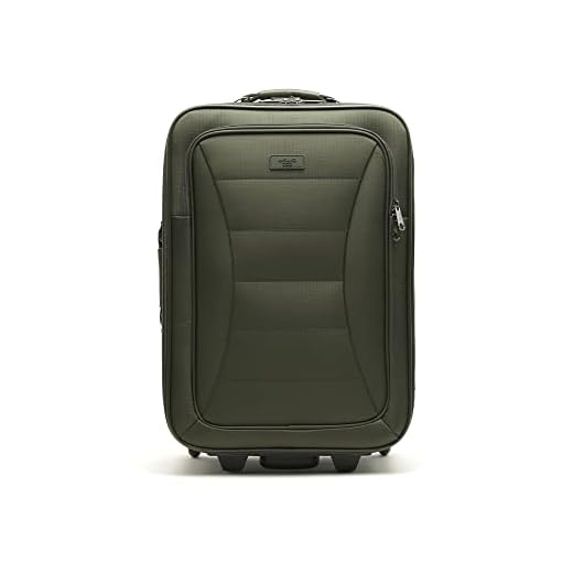 MISAKO Maleta de Moda Pequeña de Viaje Leslie Verde | Maleta de Cabina Blanda | 56x36x19cm | Maleta de Mano 2 Ruedas Semirígida | Resistente - 2,5KG