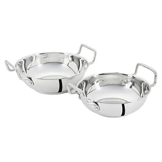 Amazon Brand - Solimo Stainless Steel Induction Bottom Kadhai Set (2 pieces, 1250ml and 1600ml, Size 10 and 11)