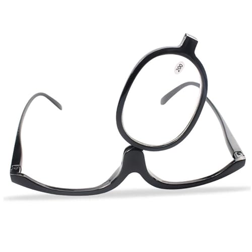 Uanqfegy Gafas de maquillaje para mujer Lentes giratorias plegables Gafas ligeras de 200 grados Vidrio cosmético portátil de marco completo resistente a roturas