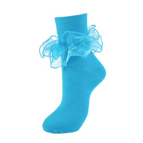 Image of Women Big Ruffle Socks Adult Lace Frilly Turn Cuff Dress Socks