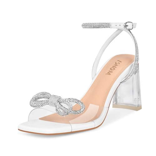 ISNOM Clear Rhinestone Heels for Women, Comfortable and Sassy, Suitable for All Occasions