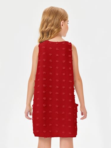 Image of Batermoon Girls Swim Cover Up V Neck Swiss Polka Dot Summer Beach Dress | Kids Cover-Ups, Sleeveless Vacation Swimwuits, Boho Cute Dresses with Pockets 4-14 Years