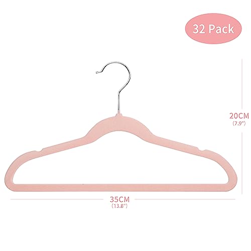 MangoKit Children's Velvet Non-Slip Hangers, Pink, 32 Pack Velvet - Image 2