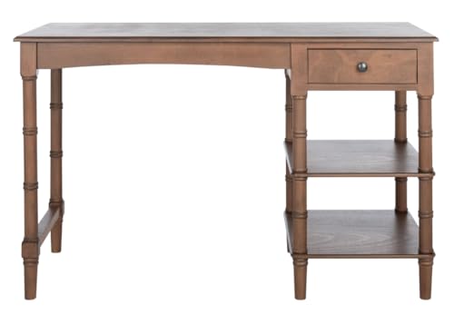 SAFAVIEH Home Collection – Henric 1-Drawer Computer Desk with 2 Shelves, Brown Home Office Writing Table, 45