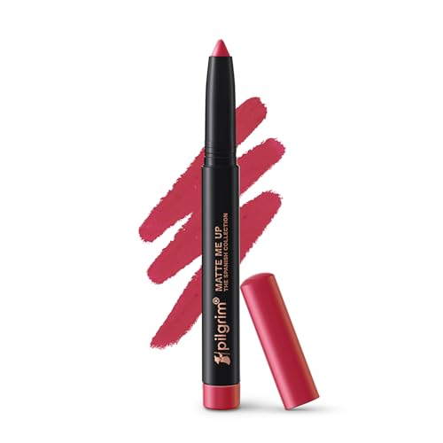 Image of Pilgrim Long Lasting Crayon Lipstick | Intense Matte Finish | Waterproof & Lightweight | Highly Pigmented & Enriched With Ceramides & Mango Seed Oil | Smooth Glide Application | (1.4g) (Naughty Wine-26)