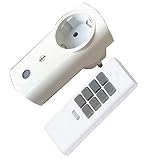 Set risparmio Pi-802: spina radio Intertechno IT-K2300 con trasmettitore manuale DHS-12 per la commutazione wireless di lampade di ogni tipo, nonché macchine e dispositivi elettrici con spina