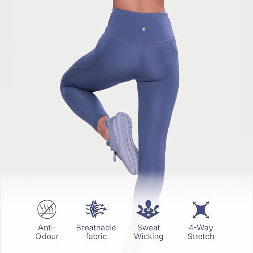 Image of Enamor High Rise 7 /8th Length Adjustable Drawstring Workout Leggings for Women - Hugged Fit, Quick Dry, Antimicrobial - A605