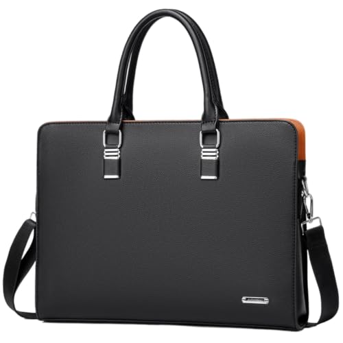 Vegan Leather Briefcase for Men, 16" Laptop Bag