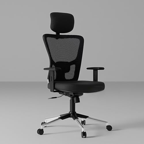 Image of Kepler Brooks Zeus Office Chair for Work | 3-Year Warranty | Ergonomic Office Chair, Study Chair for Home, 2D Adjustable Headrest, Lumbar & Arms, Multi Synchro Lock, Heavy Duty Metal Base (Black)