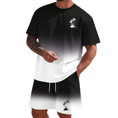 Ropa de verano para hombre: conjunto informal de playa con camisa corta de estilo tropical