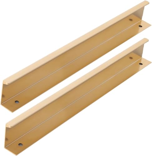 ROHCGHC Tiradores Ocultos para Puertas, Manija de gabinete aleación Aluminio, Tirador Borde Dedo, Tiradores cajón, Ocultos, pomos Muebles, Oro Cepillado, 2 Piezas(Hole Distance 192mm)