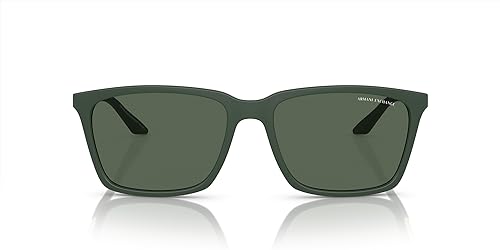 A|X ARMANI EXCHANGE Gafas de sol rectangulares Ax4138s para hombre, Verde Mate/Verde Oscuro, 57 mm