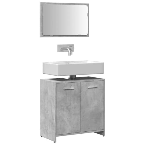 Brokky Armario de baño con Espejo Madera Muebles auxiliares de baño Bathroom Cabinet Mueble de baño de ingeniería Gris hormigón / 856041
